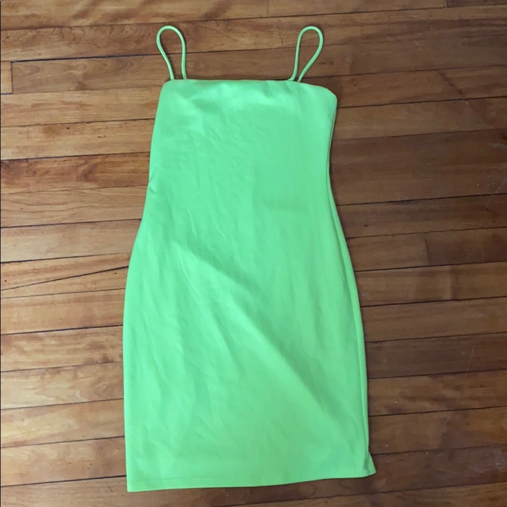 Neon green/yellow spaghetti strap dress
